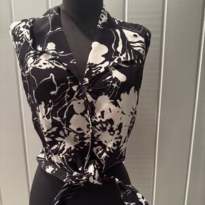 NWT ANNE FONTAINE BLK WH SLEEVELESS CROP TOP BLOUSE FR 36 US 4